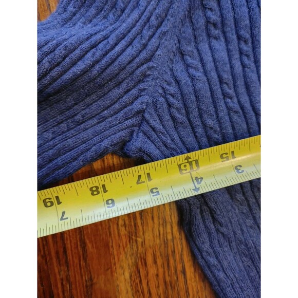 Country Cabin Core Talbots turtleneck sweater Ribbed Denim Blue Stretch - Picture 4 of 6